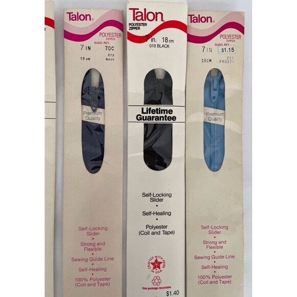 Lot of 10 Vintage Zippers New Old Stock Various Sizes, Colors, Makers- 8 Talon - Picture 2 of 5